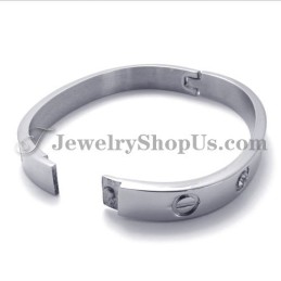 Bracciale In Titanio Argento Alla Moda Con Strass