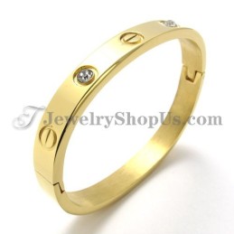 Bracciale In Titanio Dorato Alla Moda Con Strass