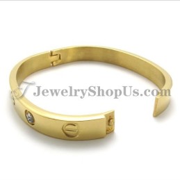 Bracciale In Titanio Dorato Alla Moda Con Strass