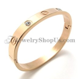 Bracciale In Titanio Oro Rosa Con Strass