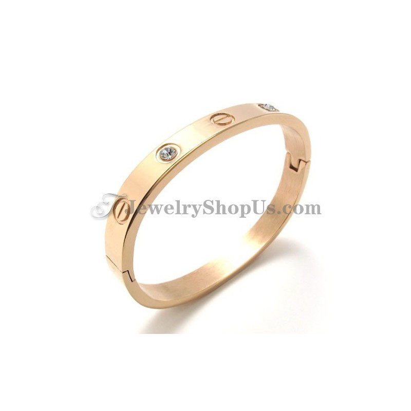 Bracciale In Titanio Oro Rosa Con Strass Bracciale In Titanio Oro Rosa Con Strass
