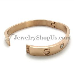 Bracciale In Titanio Oro Rosa Con Strass