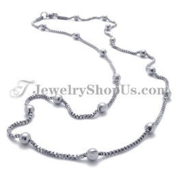 Elegante Collana Da Donna Con Perline In Titanio E Argento