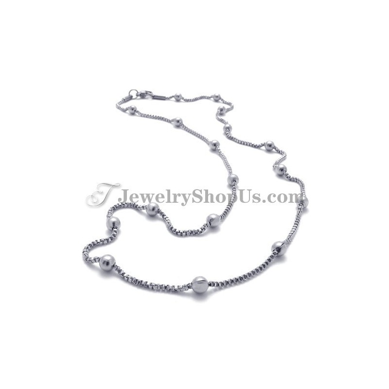 Elegante Collana Da Donna Con Perline In Titanio E Argento Elegante Collana Da Donna Con Perline In Titanio E Argento