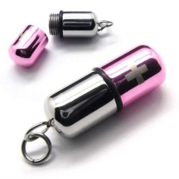Collana Con Ciondolo A Forma Di Pillola In Argento Rosa E Titanio Puro Con Croce