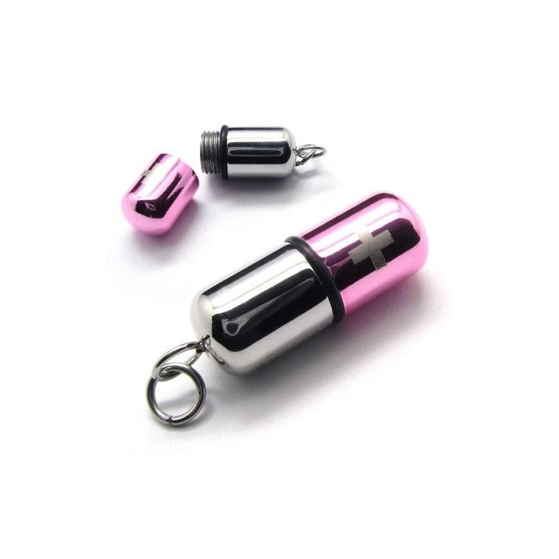 Collana Con Ciondolo A Forma Di Pillola In Argento Rosa E Titanio Puro Con Croce Collana Con Ciondolo A Forma Di Pillola In Argento Rosa E Titanio Puro Con Croce