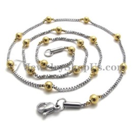 Elegante Collana Da Donna Con Perline In Titanio E Oro