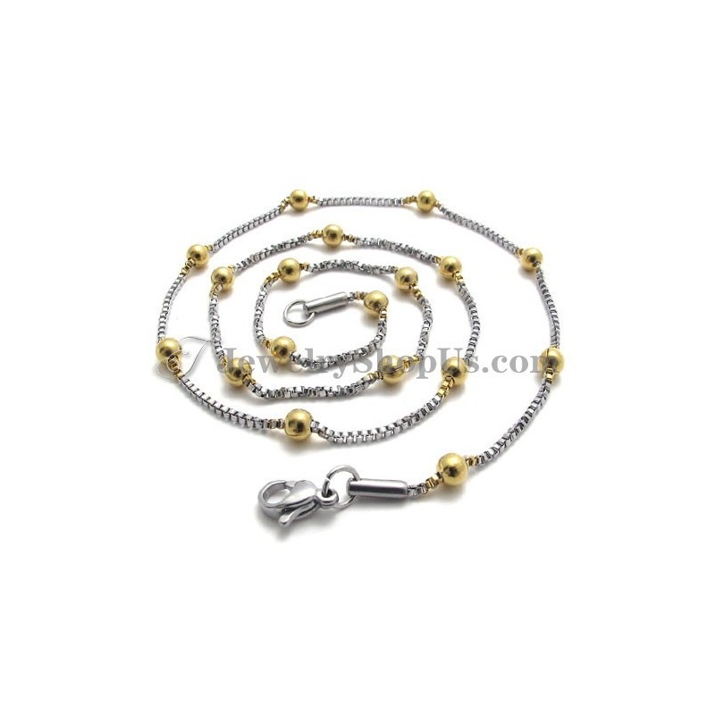 Elegante Collana Da Donna Con Perline In Titanio E Oro Elegante Collana Da Donna Con Perline In Titanio E Oro