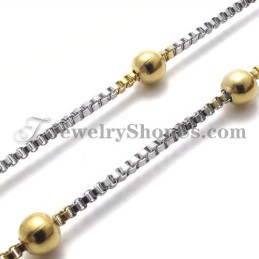 Elegante Collana Da Donna Con Perline In Titanio E Oro