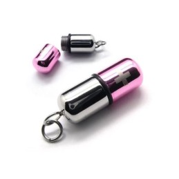 Collana Con Ciondolo A Forma Di Pillola In Argento Rosa E Titanio Puro Con Croce