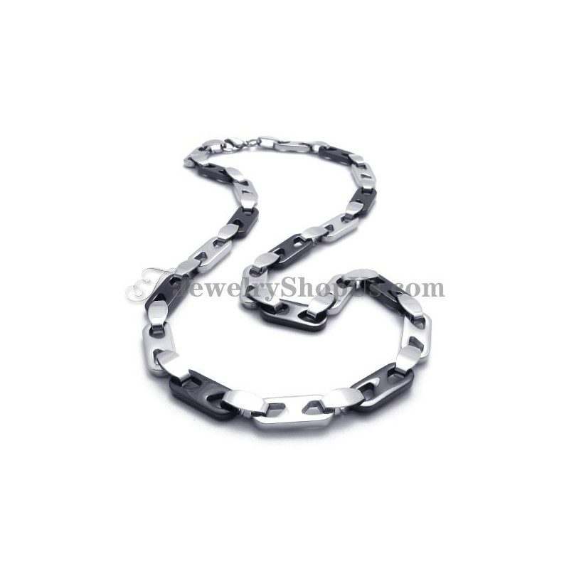Elegante Collana In Titanio Nero E Argento Elegante Collana In Titanio Nero E Argento