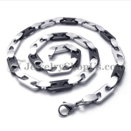 Elegante Collana In Titanio Nero E Argento