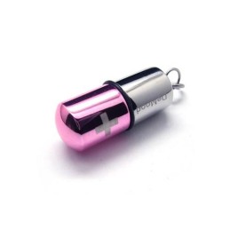 Collana Con Ciondolo A Forma Di Pillola In Argento Rosa E Titanio Puro Con Croce