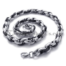 Elegante Collana In Titanio Nero E Argento