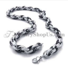 Elegante Collana In Titanio Nero E Argento