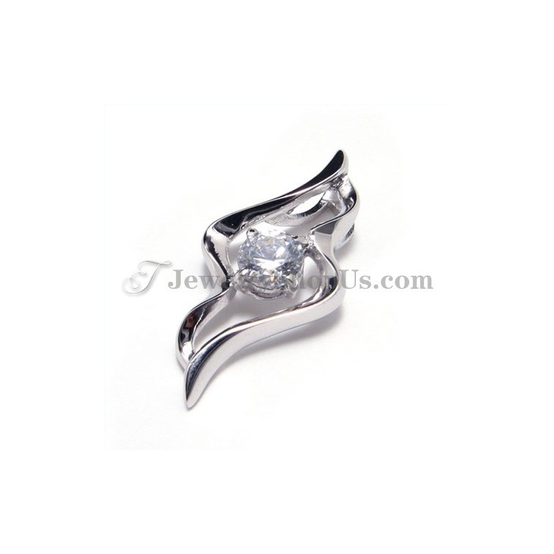 Ciondolo In Argento 925 Con Zircone (Placcato In Platino) Con Catena Gratuita Ciondolo In Argento 925 Con Zircone (Placcato In Platino) Con Catena Gratuita