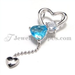 Ciondolo A Forma Di Cuore In Argento 925 Con Zircone (Placcato In Platino) Con Catena Gratuita