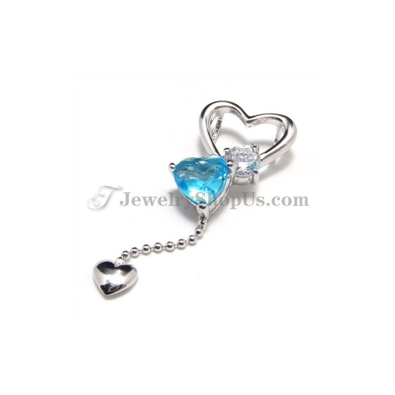 Ciondolo A Forma Di Cuore In Argento 925 Con Zircone (Placcato In Platino) Con Catena Gratuita Ciondolo A Forma Di Cuore In Argento 925 Con Zircone (Placcato In Platino) Con Catena Gratuita