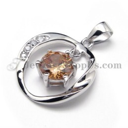 Ciondolo In Argento 925 Con Zircone (Placcato In Platino) Con Catena Gratuita