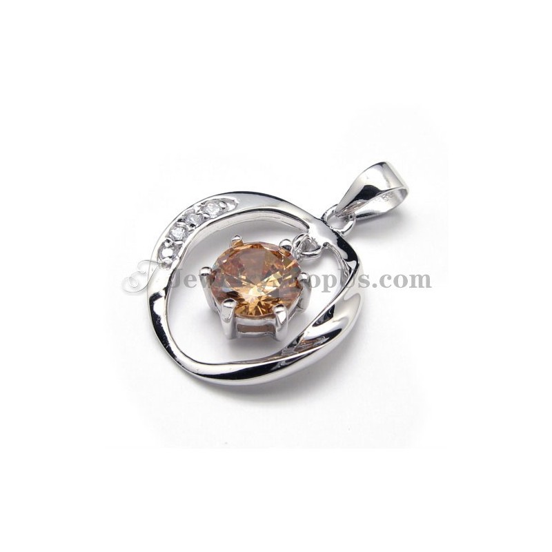 Ciondolo In Argento 925 Con Zircone (Placcato In Platino) Con Catena Gratuita Ciondolo In Argento 925 Con Zircone (Placcato In Platino) Con Catena Gratuita