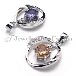 Ciondolo In Argento 925 Con Zircone (Placcato In Platino) Con Catena Gratuita