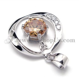 Ciondolo In Argento 925 Con Zircone (Placcato In Platino) Con Catena Gratuita