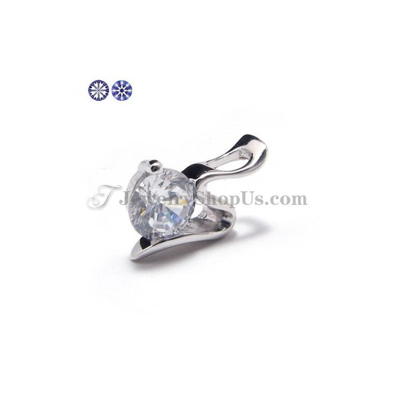 Ciondolo In Argento 925 Con Zircone (Placcato In Platino) Con Catena Gratuita Ciondolo In Argento 925 Con Zircone (Placcato In Platino) Con Catena Gratuita
