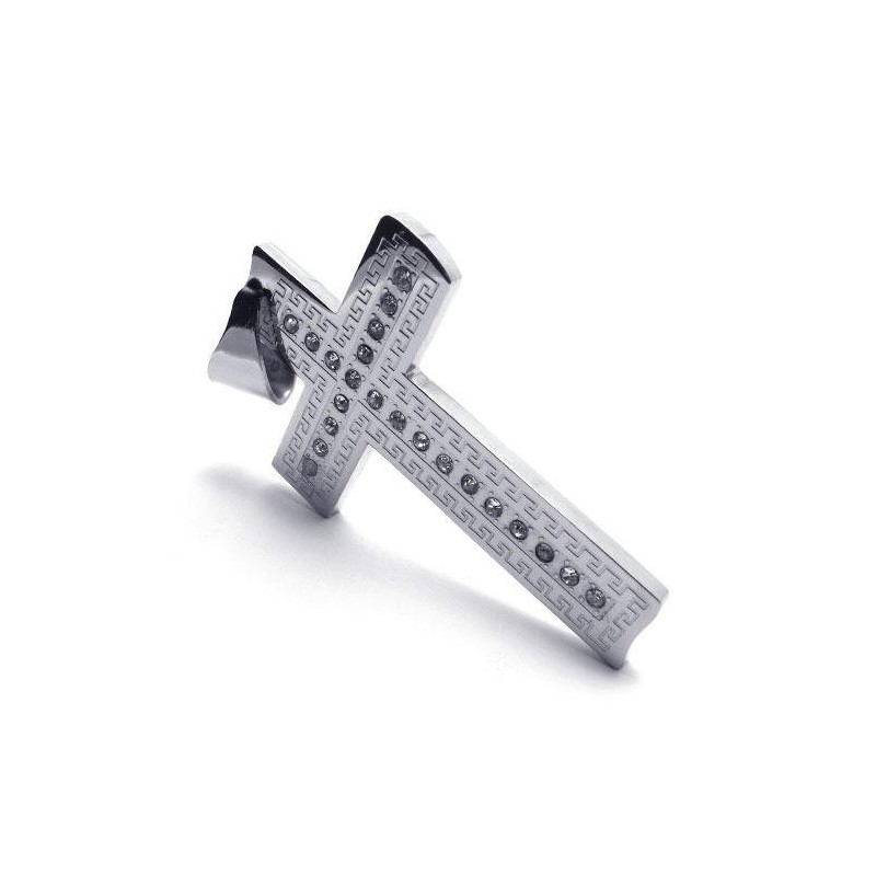 Collana Con Ciondolo A Croce In Titanio Puro E Argento Da Uomo (Nuova) Collana Con Ciondolo A Croce In Titanio Puro E Argento Da Uomo (Nuova)