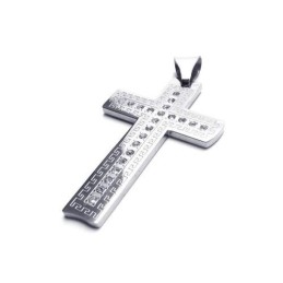 Collana Con Ciondolo A Croce In Titanio Puro E Argento Da Uomo (Nuova)