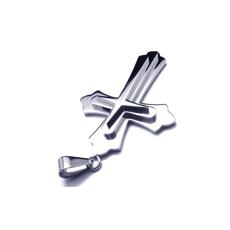 Collana Con Ciondolo A Croce In Titanio Puro E Argento Da Uomo (Nuova) Collana Con Ciondolo A Croce In Titanio Puro E Argento Da Uomo (Nuova)
