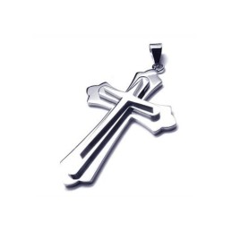Collana Con Ciondolo A Croce In Titanio Puro E Argento Da Uomo (Nuova)