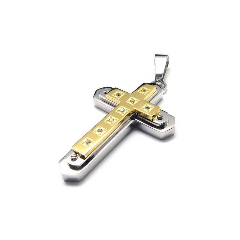 Collana Con Ciondolo A Croce In Titanio Puro Dorato Da Uomo Collana Con Ciondolo A Croce In Titanio Puro Dorato Da Uomo
