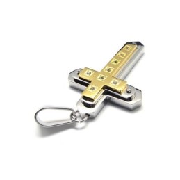 Collana Con Ciondolo A Croce In Titanio Puro Dorato Da Uomo