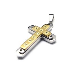 Collana Con Ciondolo A Croce In Titanio Puro Dorato Da Uomo
