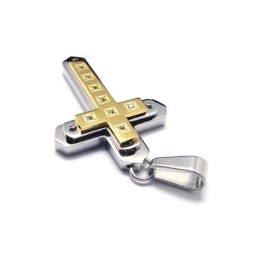 Collana Con Ciondolo A Croce In Titanio Puro Dorato Da Uomo