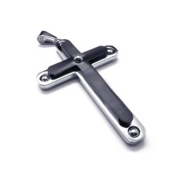 Collana Con Ciondolo A Croce In Titanio Puro Nero Da Uomo