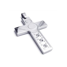 Collana Da Uomo In Argento Puro Titanio Con Ciondolo A Croce (Nuovo)