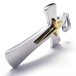 Collana Da Uomo Con Ciondolo A Croce In Titanio Puro, Argento E Oro