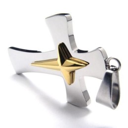 Collana Da Uomo Con Ciondolo A Croce In Titanio Puro, Argento E Oro
