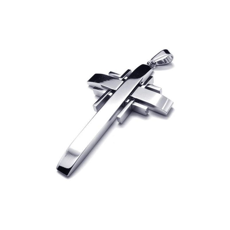 Collana Da Uomo Con Ciondolo A Croce In Titanio Puro E Argento (Nuova) Collana Da Uomo Con Ciondolo A Croce In Titanio Puro E Argento (Nuova)
