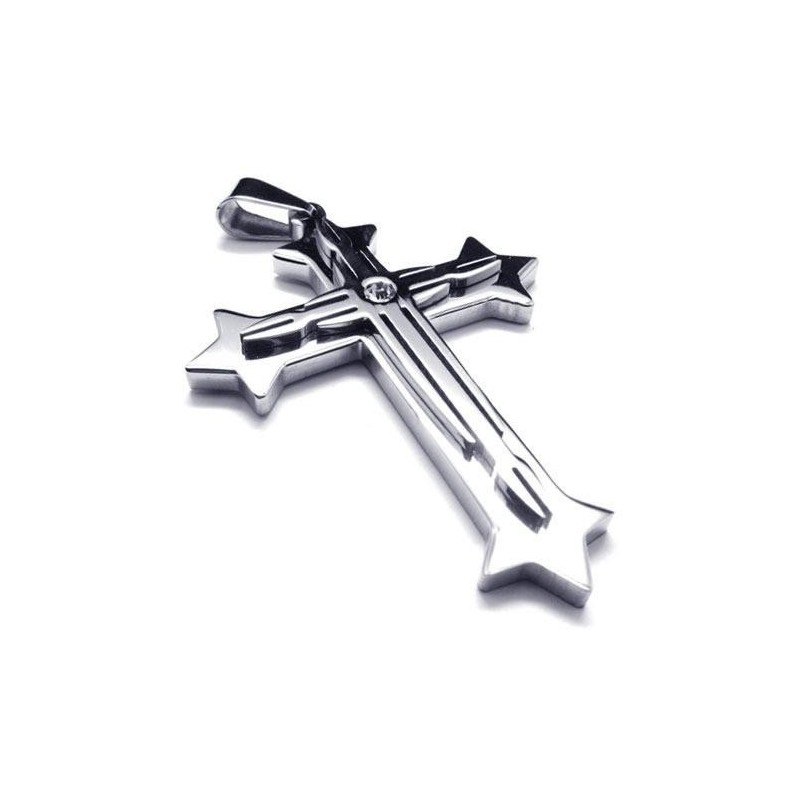 Collana Con Ciondolo A Croce In Titanio Puro E Argento Da Uomo (Nuova) Collana Con Ciondolo A Croce In Titanio Puro E Argento Da Uomo (Nuova)