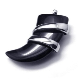 Collana Con Ciondolo A Forma Di Lancia In Onice E Titanio Puro Da Uomo