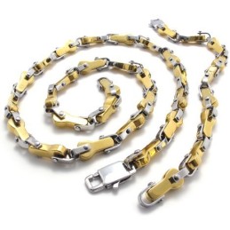 Set Di Gioielli In Titanio Di Qualità Stabile, Brillantezza Dei Colori, Design Moderno, Con Collana E Braccialetto.