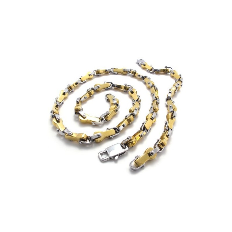 Set Di Gioielli In Titanio Di Qualità Stabile, Brillantezza Dei Colori, Design Moderno, Con Collana E Braccialetto. Set Di Gioielli In Titanio Di Qualità Stabile, Brillantezza Dei Colori, Design Moderno, Con Collana E Braccialetto.
