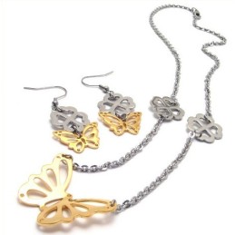 Set Di Gioielli In Titanio Di Alta Qualità, Finemente Lavorato E Brillante, Con Collana, Ciondolo E Orecchini.