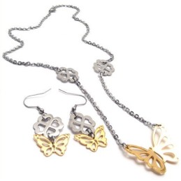 Set Di Gioielli In Titanio Di Alta Qualità, Finemente Lavorato E Brillante, Con Collana, Ciondolo E Orecchini.