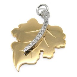 Collana Da Uomo Con Ciondolo A Forma Di Foglia D'Acero In Titanio Puro Dorato