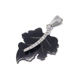 Collana Con Ciondolo A Forma Di Foglia D'Acero In Titanio Puro Nero