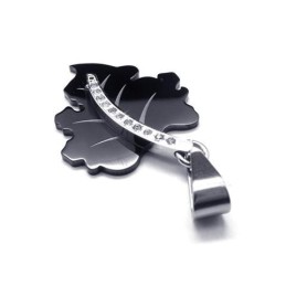 Collana Con Ciondolo A Forma Di Foglia D'Acero In Titanio Puro Nero
