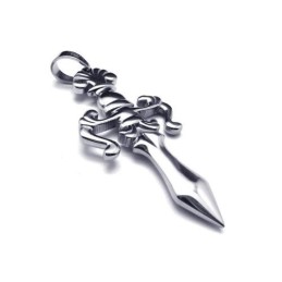 Collana Da Uomo Con Ciondolo A Forma Di Spada E Croce In Titanio Puro E Argento